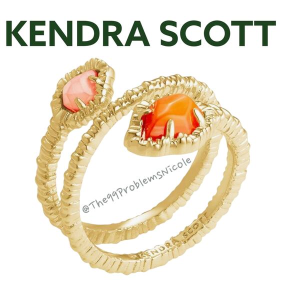 Kendra Scott Tessa Wrap Ring Gold Papaya Mother of Pearl - Picture 6 of 8